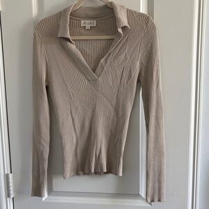 Marled Gray Ribbed Knit Sweater